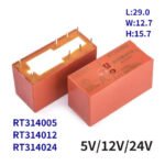 Relej 16A 8 pinova 5V 12V 24V RT314012